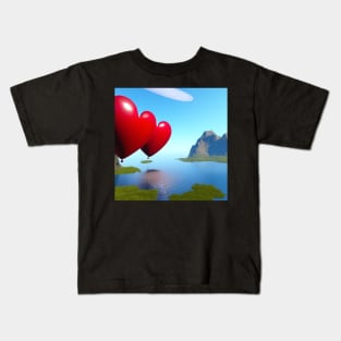 Valentine Wall Art - If our hearts were balloons - Unique Valentine Fantasy Planet Landsape - Photo print, canvas, artboard print, Canvas Print and T shirt Kids T-Shirt